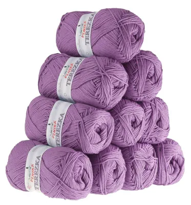 10 x 50g Strickgarn TEREZKA 100% Baumwolle, flieder