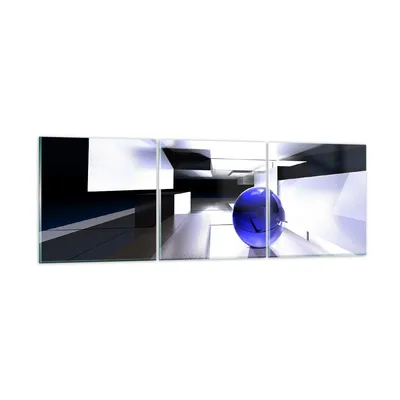 Produktbild von Bilder auf glas - Grafik kugel geometrie - 150x50cm - Glasbilder - Wandbilder - Kunstdruck - zum Aufhängen bereit - Wanddekoration aus Glas - Glas Bilder - Wandbild auf Glas - 3 Teile - GCA150x50-2368