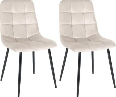 Produktbild von 2er Set Esszimmerstuhl HLO-CP5 Samt  creme