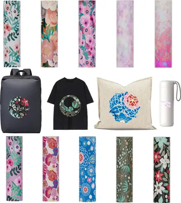 Image de pack de 10 feuilles de papier transfert infusible 4.5x12 pouces - Papier à sublimation pour T-shirts et tasses, motif fleurs