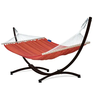 Produktbild von Potenza Outdoor Hängematte mit Gestell für 2 Personen I 100% Baumwolle Medelin Stabhängematte 215x140, 160kg I Hängemattengestell 220kg, wetterfest