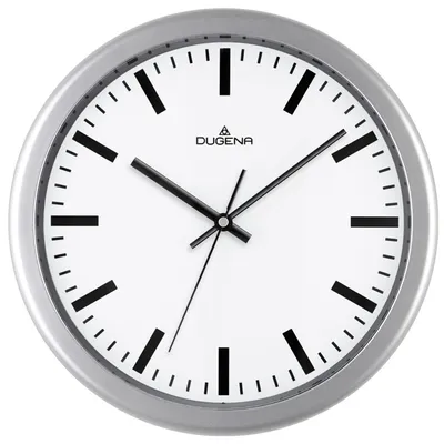 Produktbild von DUGENA 4460646 Wanduhr Uhr lautlos Kunststoff Analog silber