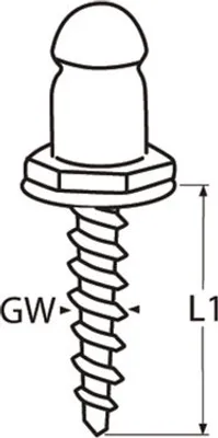 Produktbild von Lift-The-Dot Unterteil mit Holzgewinde, 9,5mm, Messing vernickelt