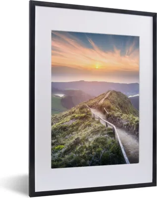 Produktbild von MuchoWow® Gerahmtes Poster Berge - Sonne - Natur 30x40 cm - Poster mit Schwarzem Bilderrahmen Wandposter Rahmen Foto Bilder - Wandposter Schlafzimmer