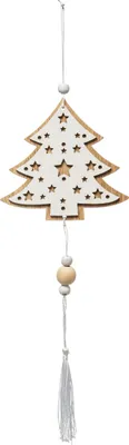 Produktbild von Weihnachten-Hängedeko aus Holz braun-weiss 35 cm - Einheitsgröße
