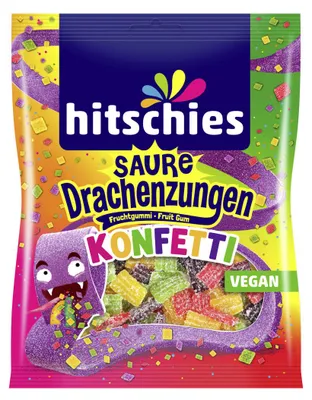 Zdjęcie produktu dla Hitschies Saure Drachenzungen – Konfetti, kwaśne gumowe cukierki, 125g