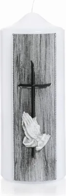 Produktbild von INNA-GLAS Trauerfeier Kerze NATANAEL, verziert, weiß-schwarz, 20cm, Ø7,8cm - Germany - Trauerkerze