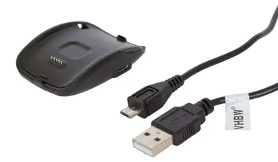 Produktbild von vhbw USB Ladekabel kompatibel mit Samsung Gear S SM-R750 Smartwatch Fitnesstracker - Dockingstation Schwarz, 100 cm