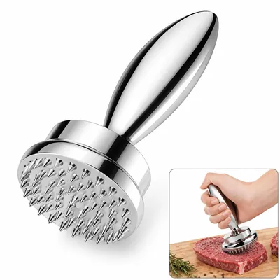 Produktbild von Fleischzartmacher aus Aluminium, Fleischklopfer 1000 g, Steakhammer mit glatter und geriffelter Seite,für Schnitzel, Steak, Rind, Schwein und Hähnchen
