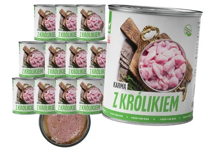 Produktbild von TufTuf | Hundefutter Kaninchen - Nassfutter Set 12x800g Dose - Hunde Futter fur Hund