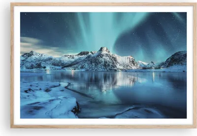 Produktbild von Gerahmtes Poster - Rahmen in heller Eiche - Morgendämmerung Polar Berge - 91,5x61 cm - Wand Bild - Wanddeko - Wandbilder - Wandposter - Bilderrahmen - Bilder - Kunstdruck - Wandbild - P2NAA91x61-4196