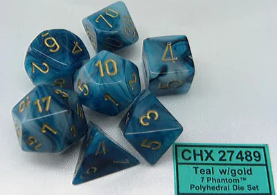 Image de Chessex - Phantom - Jeu de 7 dés - Sarcelle/Or