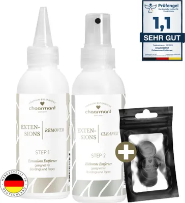 Produktbild von chaarmant Extensions Remover & Cleaner Set – 2 x 125 ml + GRATIS Fingerschutz
