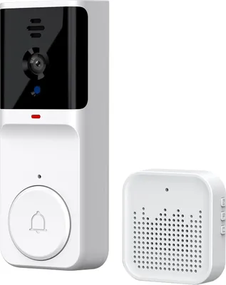 Imagen del producto de Timbre inteligente con cámara, visión nocturna por infrarrojos, conexión Wi-Fi de 2,4 GHz, video timbre inalámbrico. Aplicación para intercomunicador bidireccional. Ideal para villas, oficinas, apartamentos y uso residencial