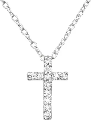 Produktbild von Kreuz Kette: Zirkonia Anhänger Halskette Silber 925