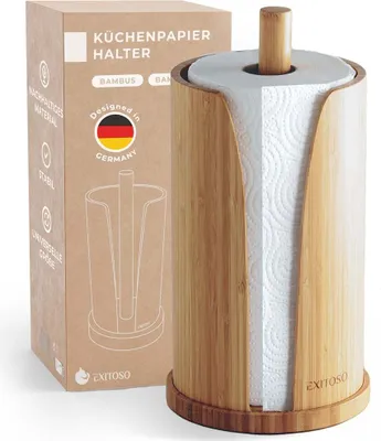 Image de EXITOSO Porte-rouleau de cuisine - Bambou - debout