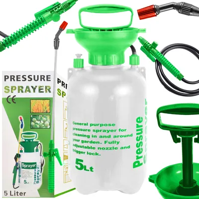 Produktbild von Sprühgerät 5L Unkrautspritz Drucksprüher Pumpsprüher Drucksprühgerät Gartenspritze Düse Edelstahl 1,2 Essigsäure Dünger Pflanzenschutz Grün Retoo