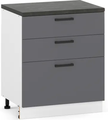 Produktbild von ULWEHOME 80 cm breiter freistehender Unterschrank für die Küche, 3 Schubladen, Anthrazit | Küchenmöbel der Serie EKO