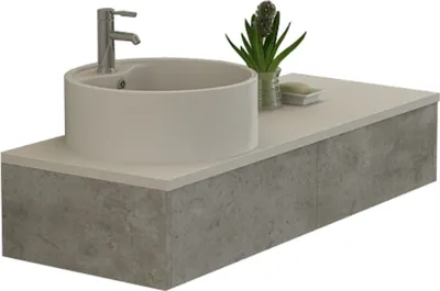 Produktbild von Badset BIEL Betonoptik 120x48x20,8 cm mit 2 Schubladen und rundem Waschbecken