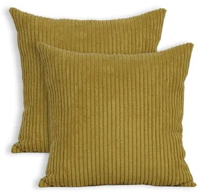 Produktbild von Lumali Dekokissen Senfgelb 45x45 cm , Kissenbezug aus Samtcord , Wohnzimmer Deko , Kissenhüllen