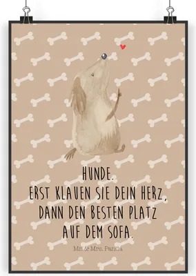 Produktbild von Mr. & Mrs. Panda Bild Hund Liebe DIN A3 - Hundeglück - Geschenk, Wandbild, drucke, Herz, Hunde, Verliebt, Deko Poster, Sprüche, wanddeko, Kunstdruck