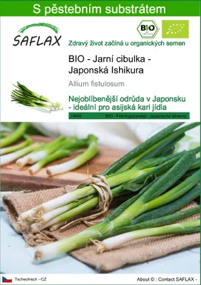 Obrázek produktu pro SAFLAX - BIO - Jarní cibulka - Japonská Ishikura - Allium fistulosum - 150 Semena - S pěstebním substrátem bez klíčků