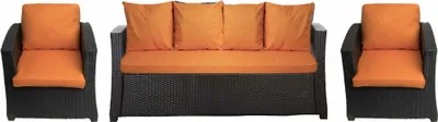 Image de Coussins de jardin pour meubles en polyrattan 5-6 places Orange Coussins pour canapé 170x50, 2 coussins pour chaises 56x50, coussins pour meubles de jardin