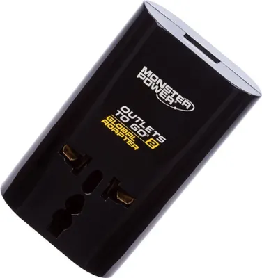 Obrázok produktu pre Monster Cable Outlets To Go 200 Global, Univerzálne, Vnútorný, 2 AC zásuvky/AC zásuviek, Čierna