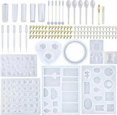 Produktbild von 229-teiliges Silikon-Gussformen-Set für Schmuck – DIY-Werkzeuge zur Herstellung von Anhängern aus Epoxidharz für Anfänger, perfekt für Bastelprojekte