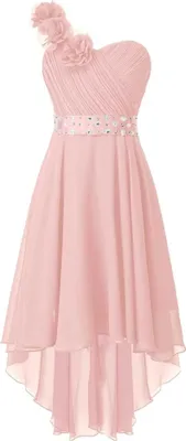 Produktbild von Blumenmädchen Kleid mit Ein-Schulter Gr. 164 Cm Mädchen Lange Kleid Festlich Hochzeit Brautjungfern Elegante Abendkleid Festzug