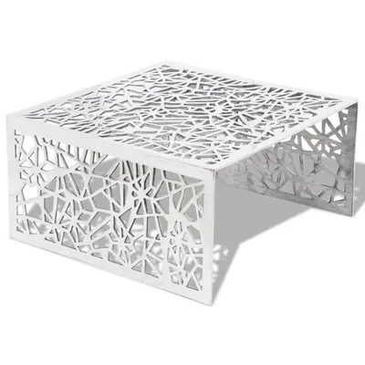 Produktbild von vidaXL Couchtisch Silbern Geometrisches Lochmuster Aluminium
