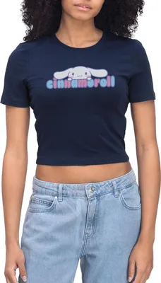 Produktbild von Spreadshirt Cinnamoroll Guckt Über Schriftzug Crop Top, XL, Light Navy