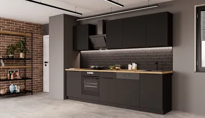 Produktbild von Küche SIENA BASIC 280 cm Küchenzeile Küchenblock Einbauküche Schwarz matt
