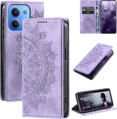 Produktbild von Mandala Handyhülle für Xiaomi Redmi 15C RFID Schutz Klapphülle Case Cover Design Schutzhülle Farbe: Violett
