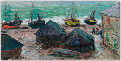 Produktbild von Coloray - Bild aus Glas - 120x60 cm - wohnzimmer glasblock mit bild wanddekoration gehärtetes Glas Dekoration Küche - Boote am Strand Monet