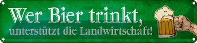 Produktbild von vianmo Blechschild 10x46 cm wer Bier trinkt unterstützt die Spruch Zitat