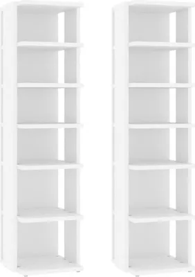 Two identical white shoe cabinets are shown side-by-side against a white background.