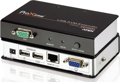 Zdjęcie produktu dla ATEN CE700A-AT-G, Nadajnik i odbiornik, Przewodowa, 150 m, Cat5e, 1920 x 1200, 1600 x 1200, 1280 x 1024, Czarny, Szary