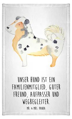 Produktbild von Mr. & Mrs. Panda Handtuch Hund Australien Shepherd - Weiß - Geschenk, Sprüche, gäste wc, baumwolle, Spruch, Gästetuch, Frotteehandtuch, Klein, Hundeliebe