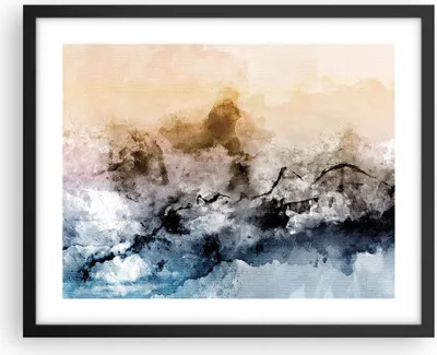 Produktbild von Gerahmtes Poster - Schwarzer Rahmen - Abstraktion Wolken Berge - 50x40 cm - Wand Bild - Wanddeko - Wandbilder - Kunstposter - Wandposter - Bilderrahmen - Bilder - Kunstdruck - P2BAA50x40-4894