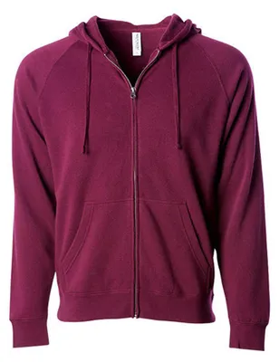 Productafbeelding van Independent - Zipped hoodie voor heren/dames, uni, raglanmouwen, model LT5896 (XL) (Bordeauxrood)