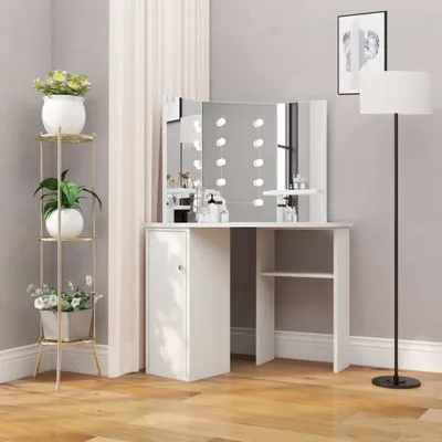 Obrázek produktu pro rohový toaletní stolek vidaXL s LED osvětlením bílý