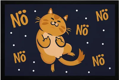 Produktbild von Fußmatte Katze mit Spruch Nö Mittelfinger Fuck you lustige Türmatte rutschfest & waschbar Moonworks® schwarz 60x40cm