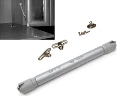 Produktbild von GTV Öldämpfer für Klappen 60N, Ölstoßdämpfer für Oberschränke, Öffnungswinkel 90°, für massive und Aluminium-Fronten, Fronthöhe bis 600mm, grau