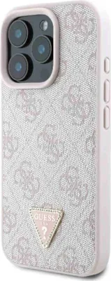Produktbild von Etui Guess Leder Metall Logo Strass Crossbody Na Iphone 16 Pro - Różowe