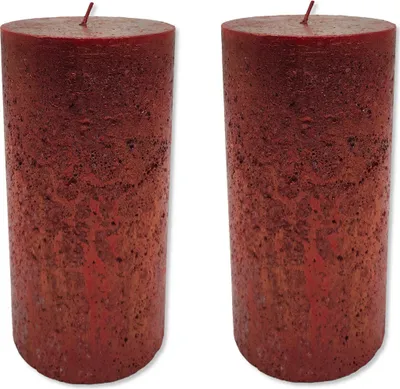 Produktbild von Stumpenkerze XL 10 x 20cm rot mit Glitzer 2 Stück durchgefärbt Säulenkerze