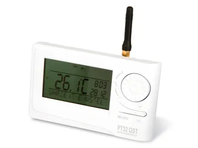 Produktbild von ELEKTROBOCK PT 32 GST, Weiß, IP20, 0,1 °C, Tschechisch, Deutsch, Englisch, Polnisch, Russisch, Slowakisch, Drehregler, LCD