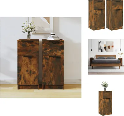 Produktbild von vidaXL Sideboards 2 Stk. Räuchereiche 30x30x70 cm Holzwerkstoff -  Sideboards