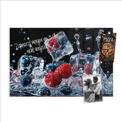 Produktbild von Magnettafel 60x40cm Pinnwand Whiteboard beschreibbar - Beeren Eiswürfel