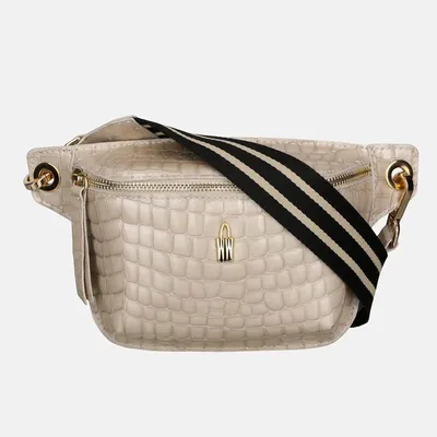 Immagine prodotto di IDA - Borsa con cintura in pelle di coccodrillo beige